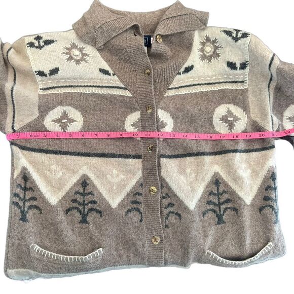 VTG Bauhinia Cowichan Angora Lambswool Blend Cardigan Sweater Neutral Taupe Crea - Picture 6 of 8